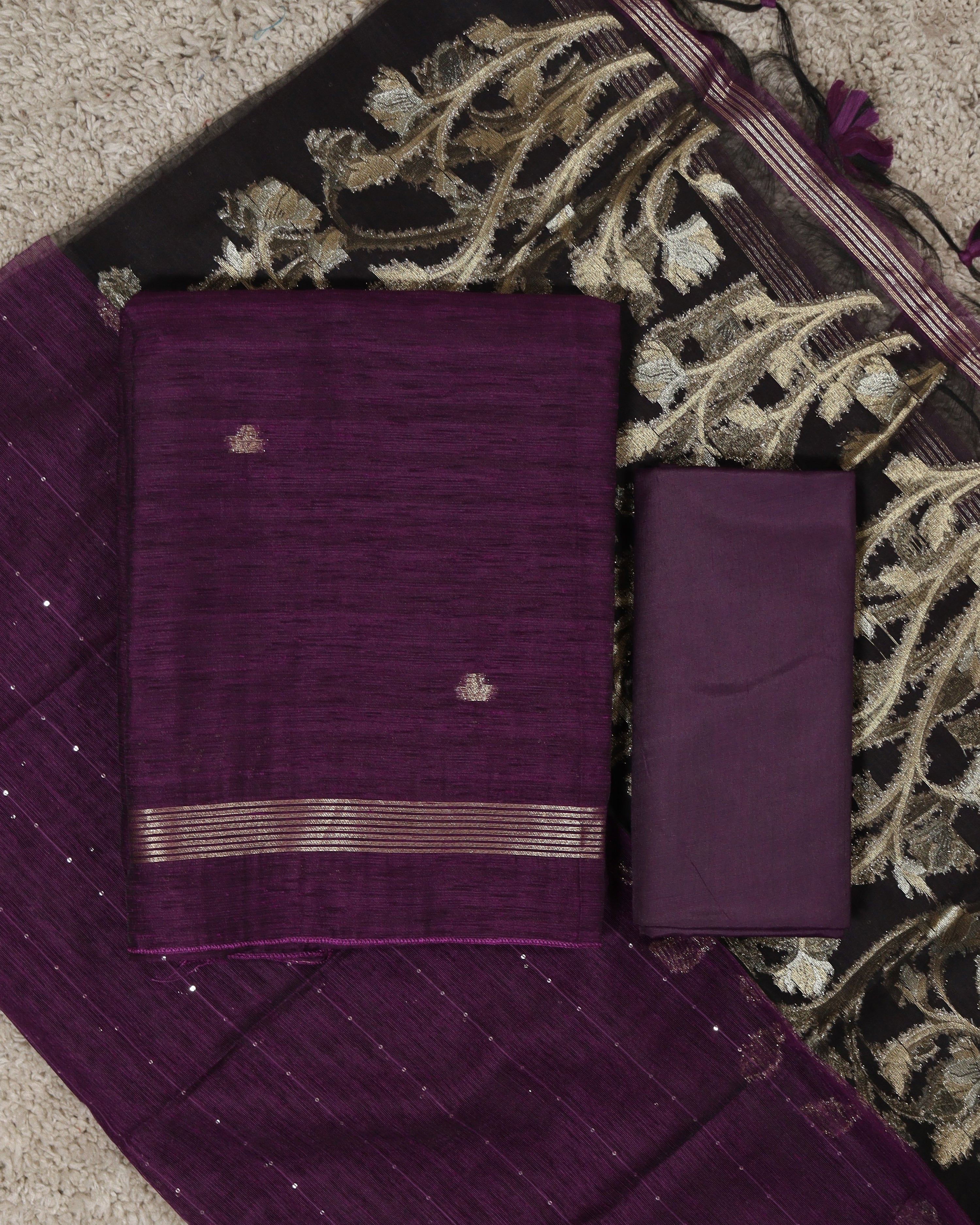 Load image into Gallery viewer, Semi Chanderi Unstitched Suit-8236
