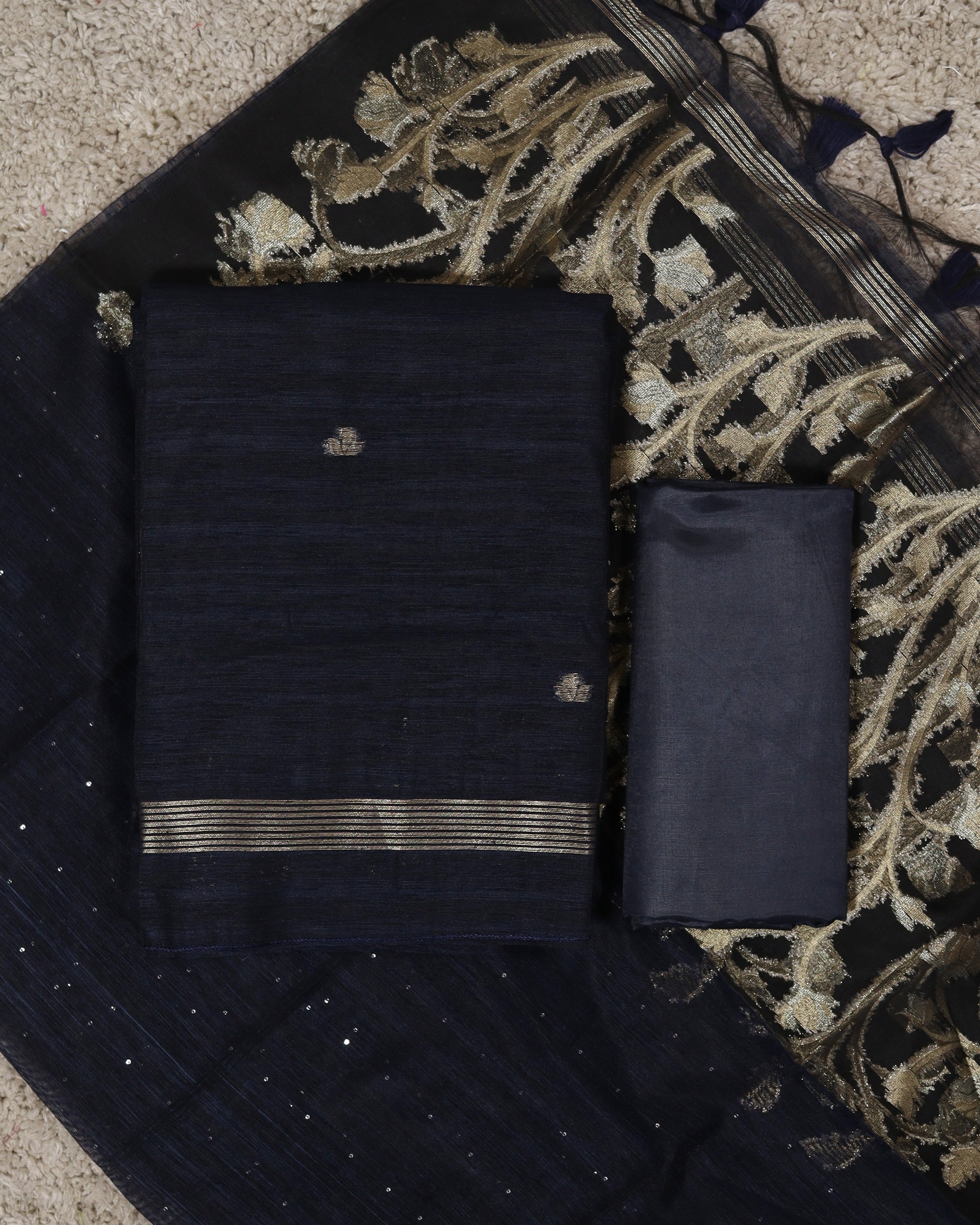 Load image into Gallery viewer, Semi Chanderi Unstitched Suit-8236
