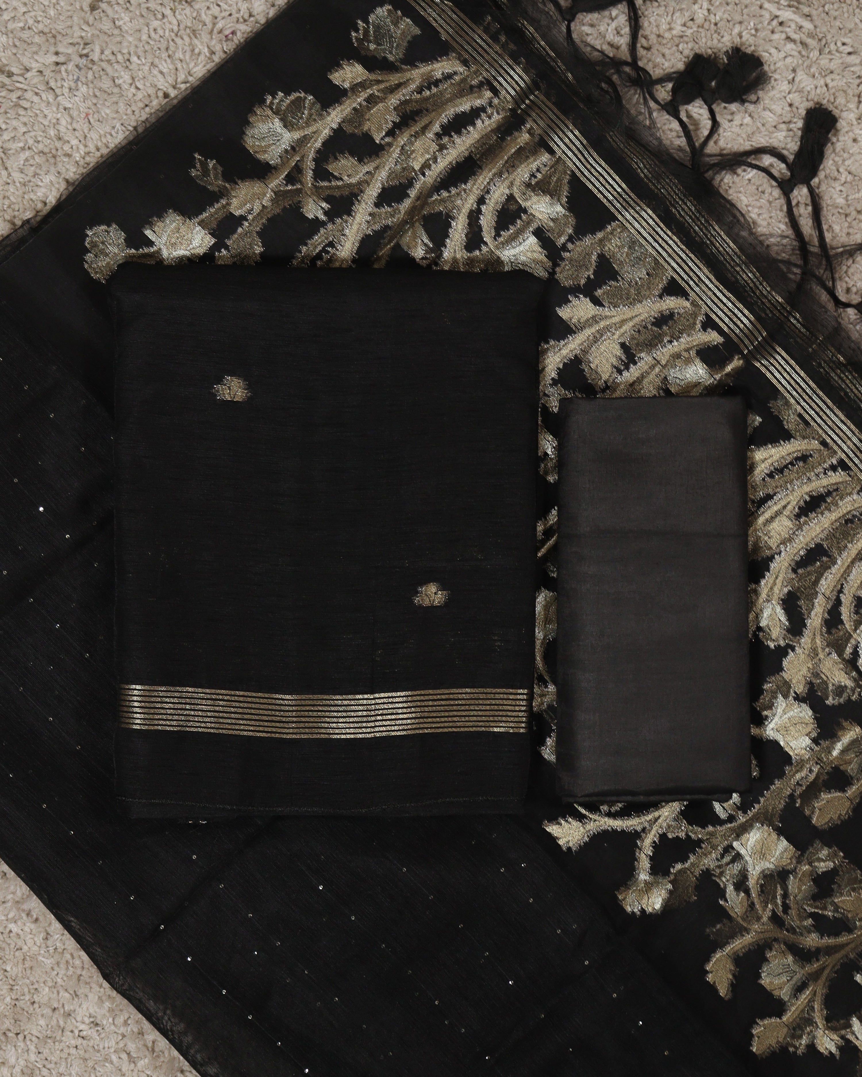 Load image into Gallery viewer, Semi Chanderi Unstitched Suit-8236
