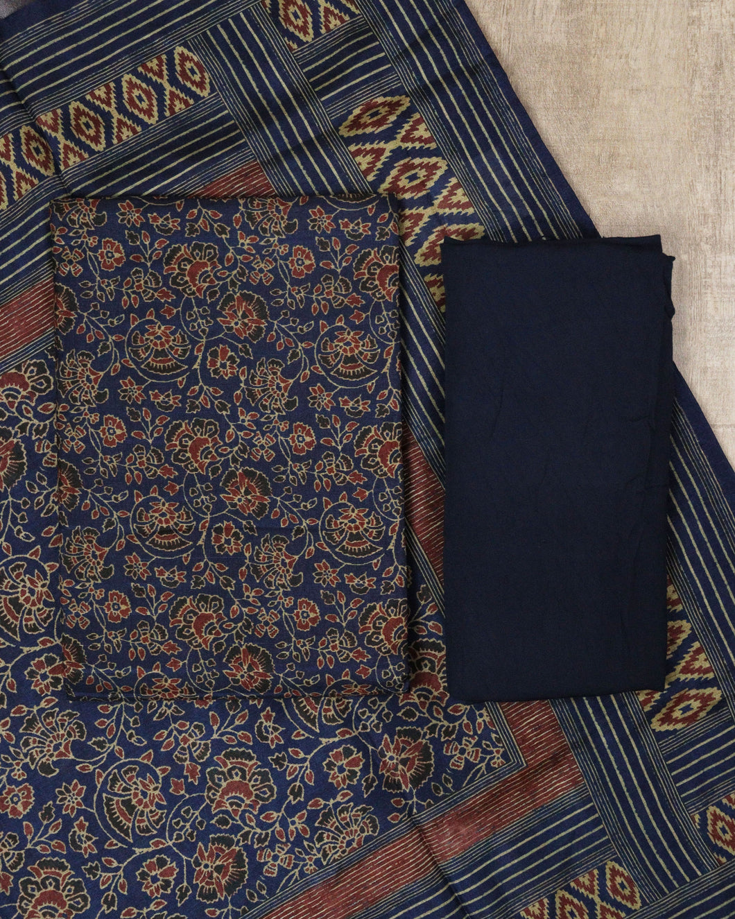 Semi Tusser Silk Unstitched Suit-5319