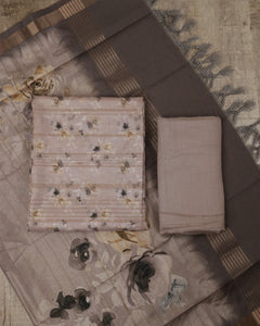 Semi Tusser Silk Unstitched Suit- 4375