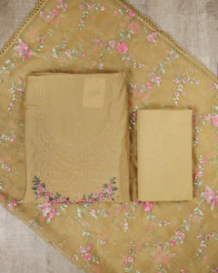 Pure Chanderi Silk Unstitched Suit - 00198