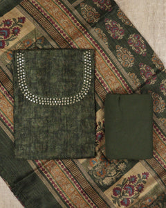 Semi Tussar Silk Unstitched Suit-00200