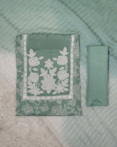 Pure Viscose Organza Unstitched Suit-0249