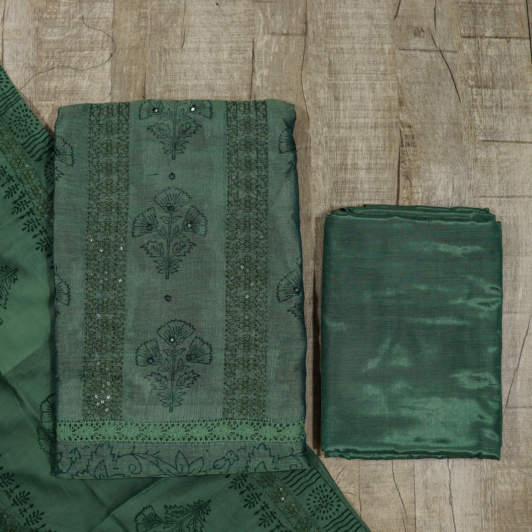 Chanderi Silk Unstitched Suit -3976