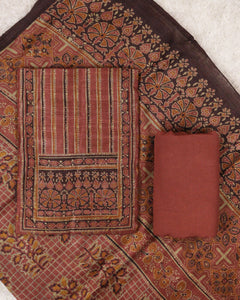 Semi Raw Silk Unstitched Suit--0402