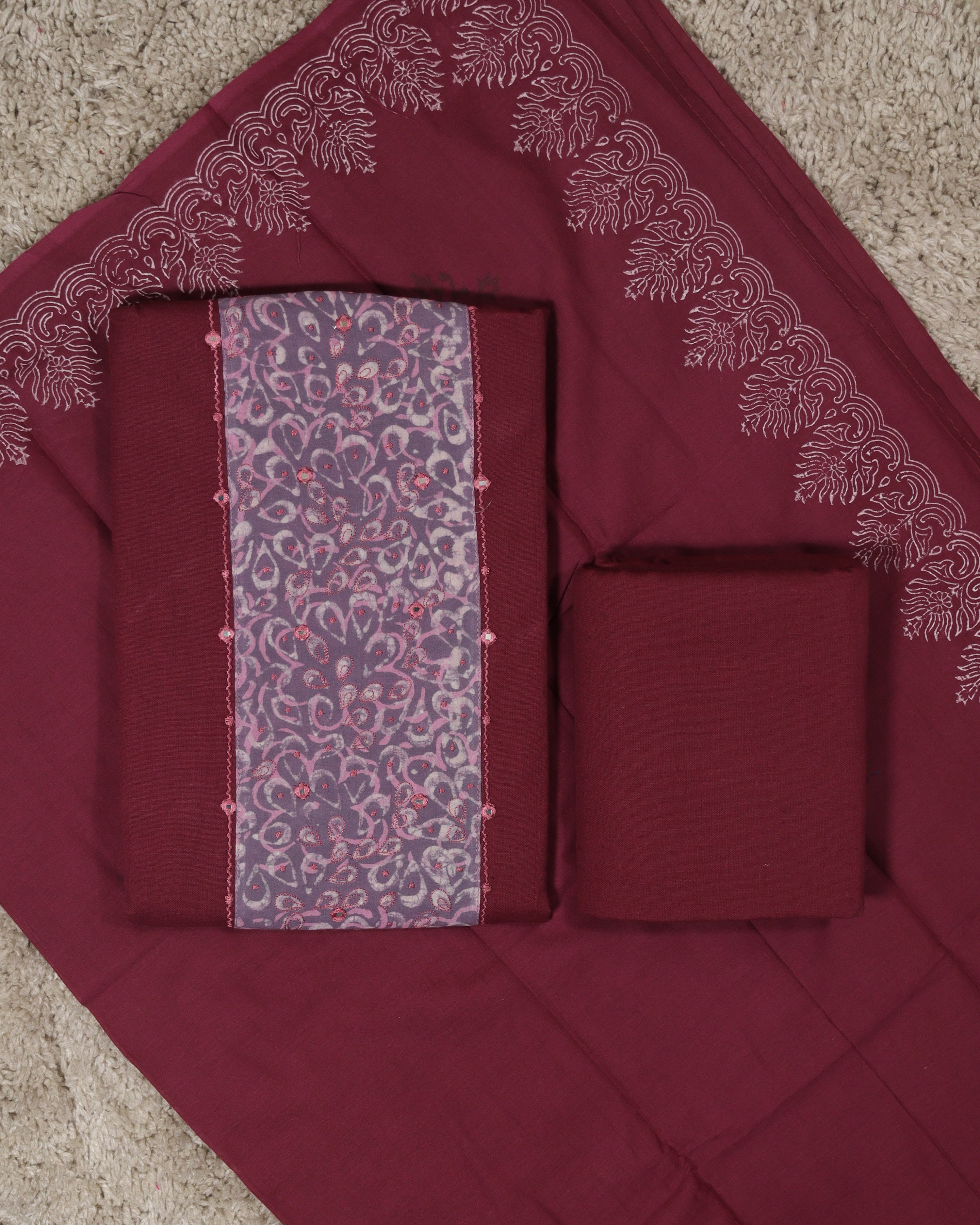 Load image into Gallery viewer, Cotton Unstitched Suit-8640
