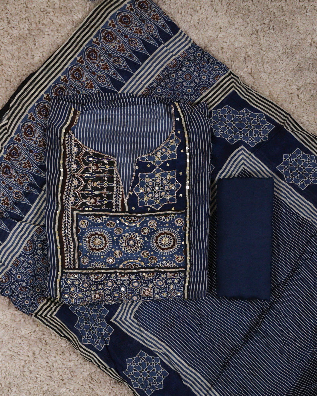 Modal Silk Unstitched Suit-4151