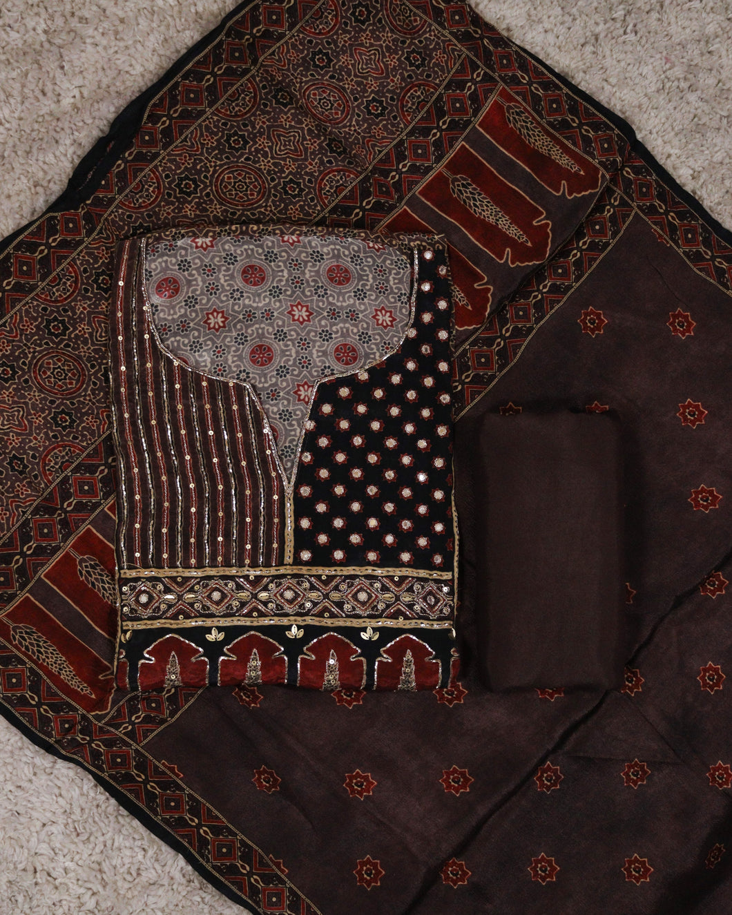Modal Silk Unstitched Suit-4152