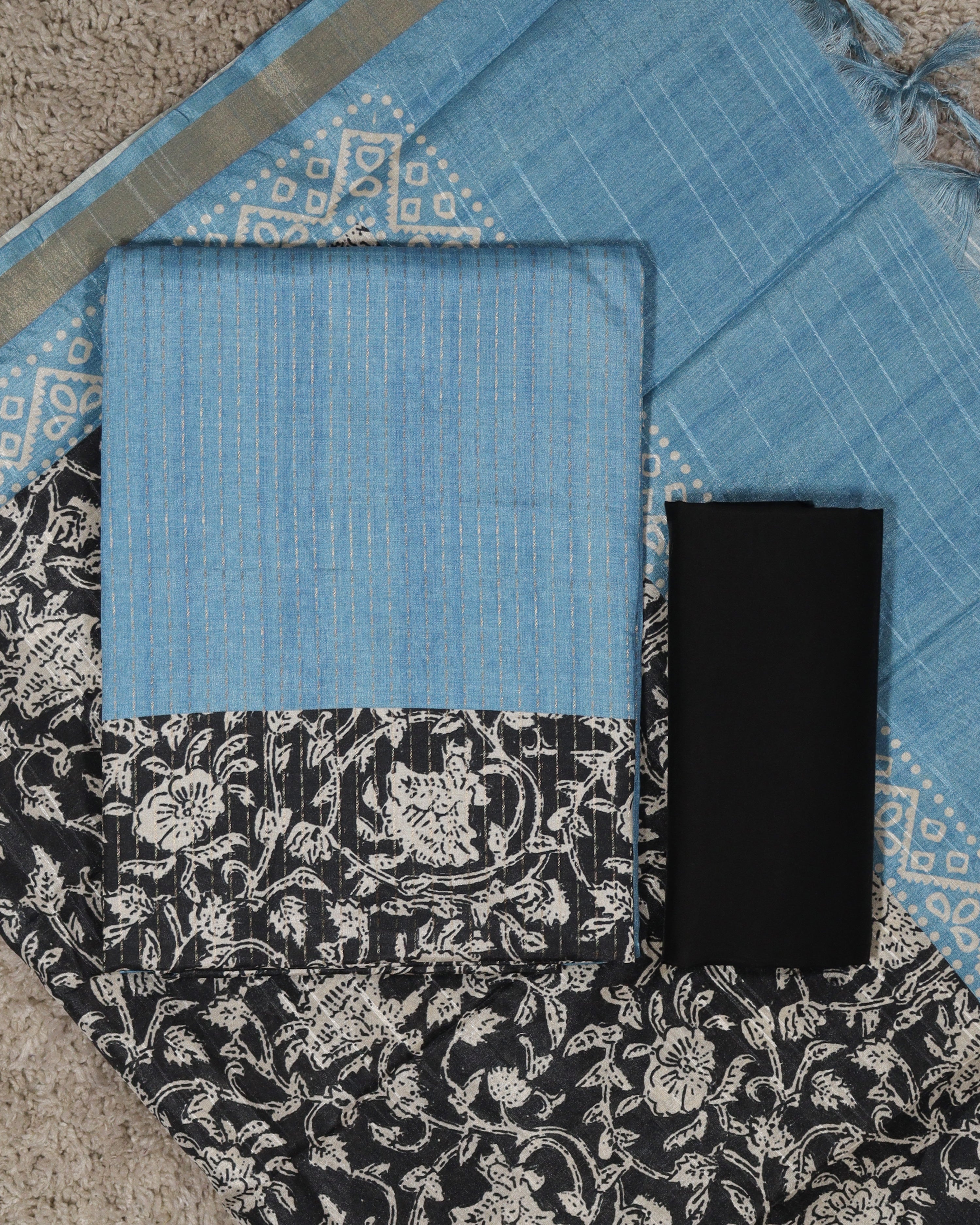 Load image into Gallery viewer, Semi Tussar Silk unstitched suit:-8764
