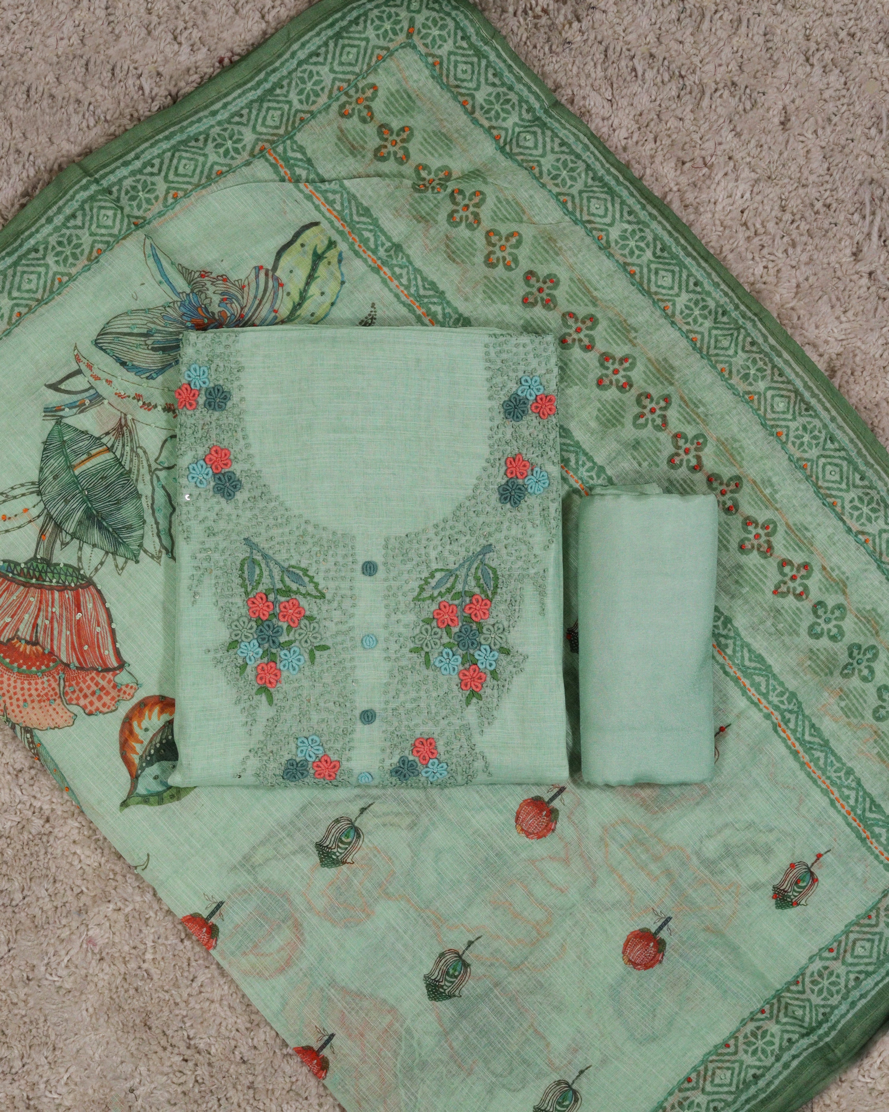 Load image into Gallery viewer, Linen Cotton Unstitched Suit-4411
