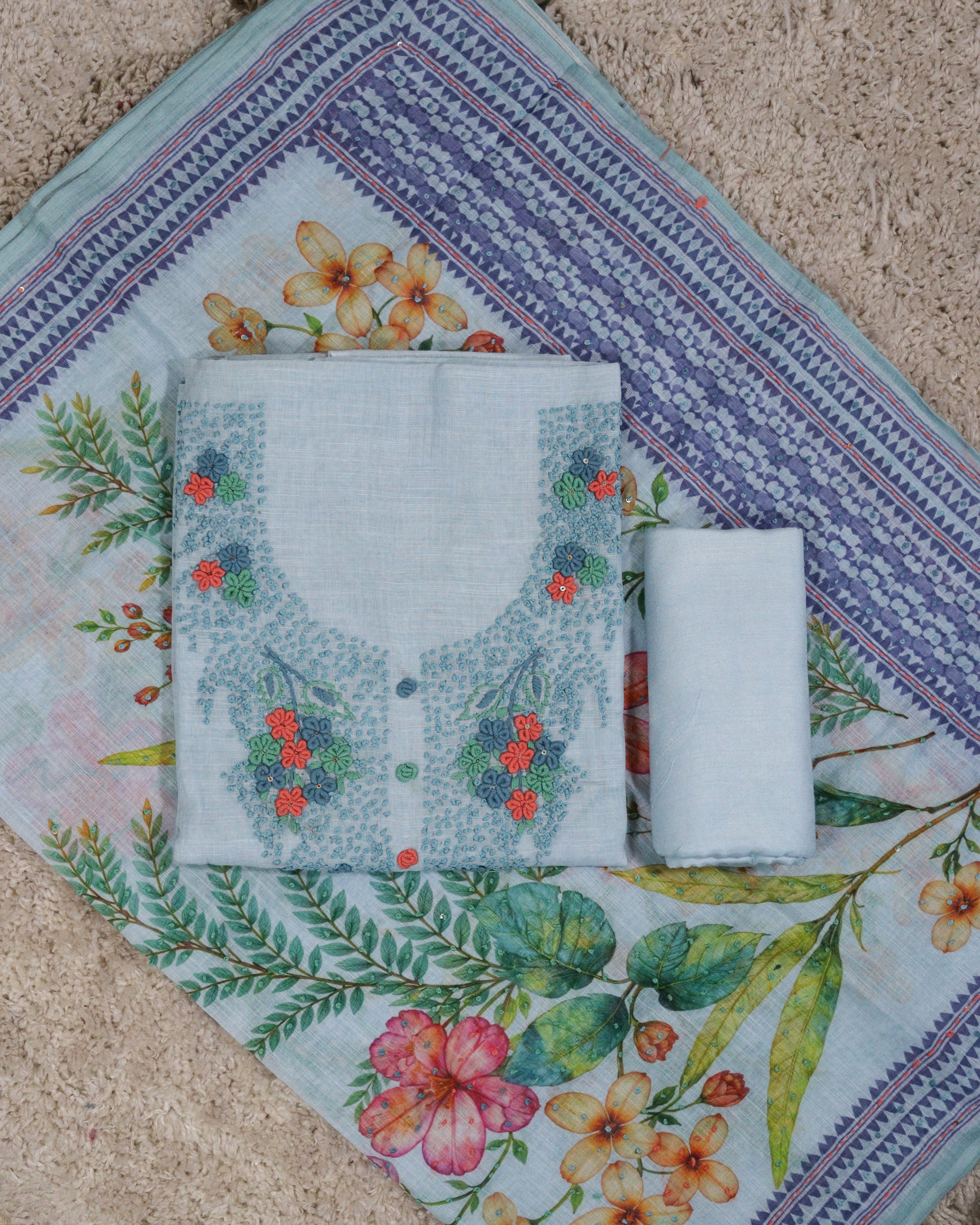 Load image into Gallery viewer, Linen Cotton Unstitched Suit-4411
