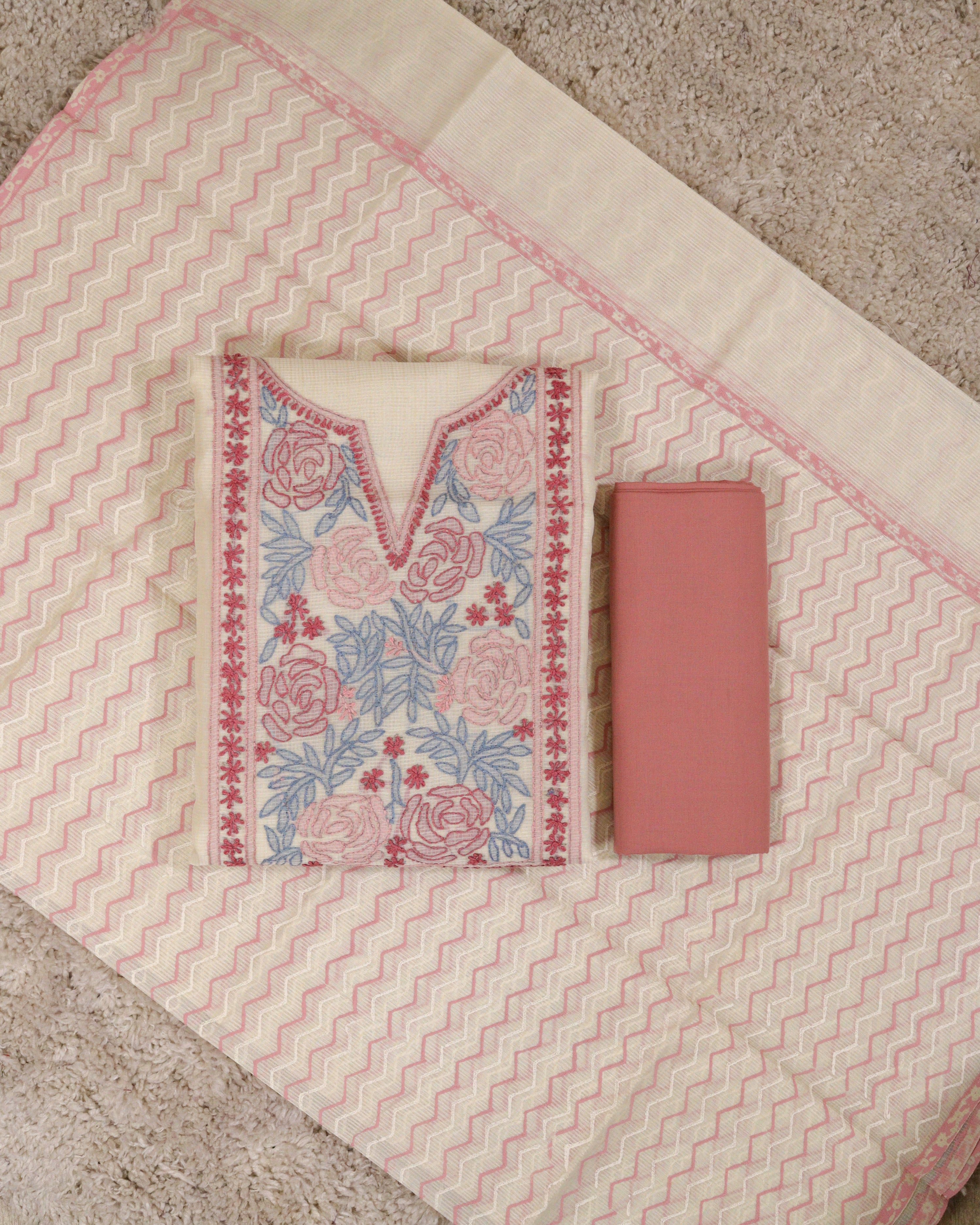 Load image into Gallery viewer, Net Cotta Unstitched Suit-4419
