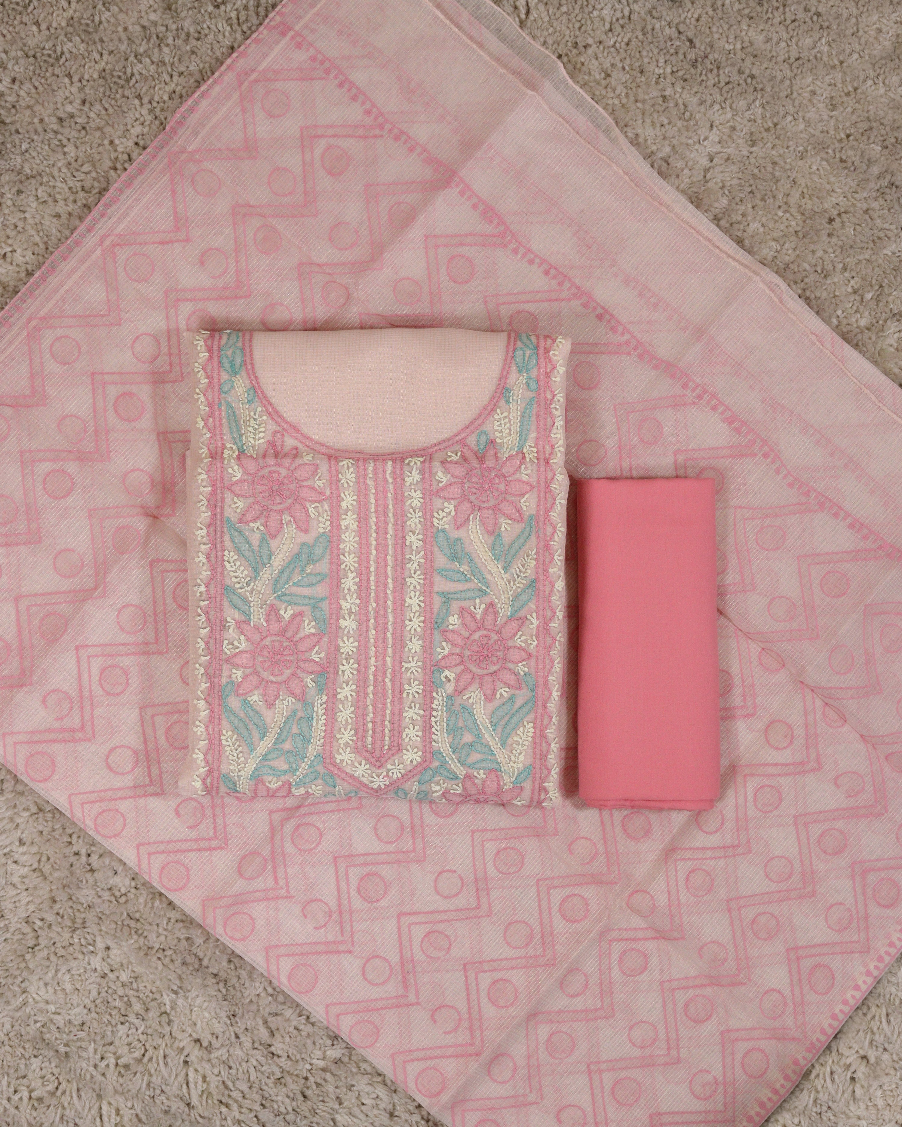 Load image into Gallery viewer, Net Cotta Unstitched Suit-4419
