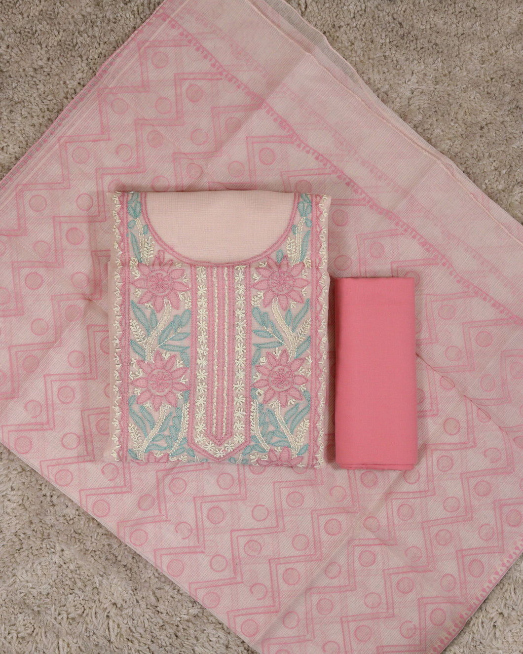 Net Cotta Unstitched Suit-4419