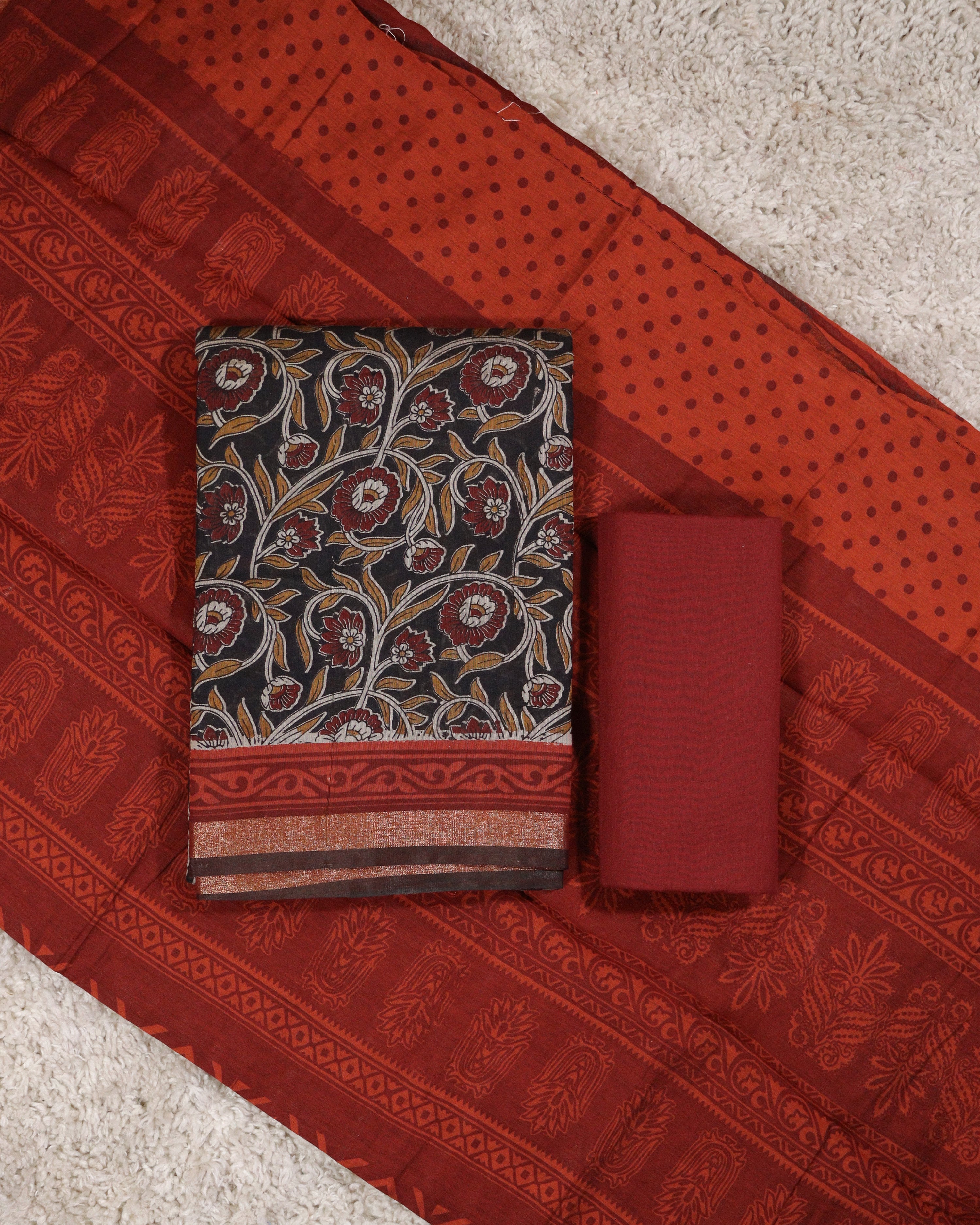 Load image into Gallery viewer, Semi Maheshwari Silk Unstitched Suit-4603 BLACK
