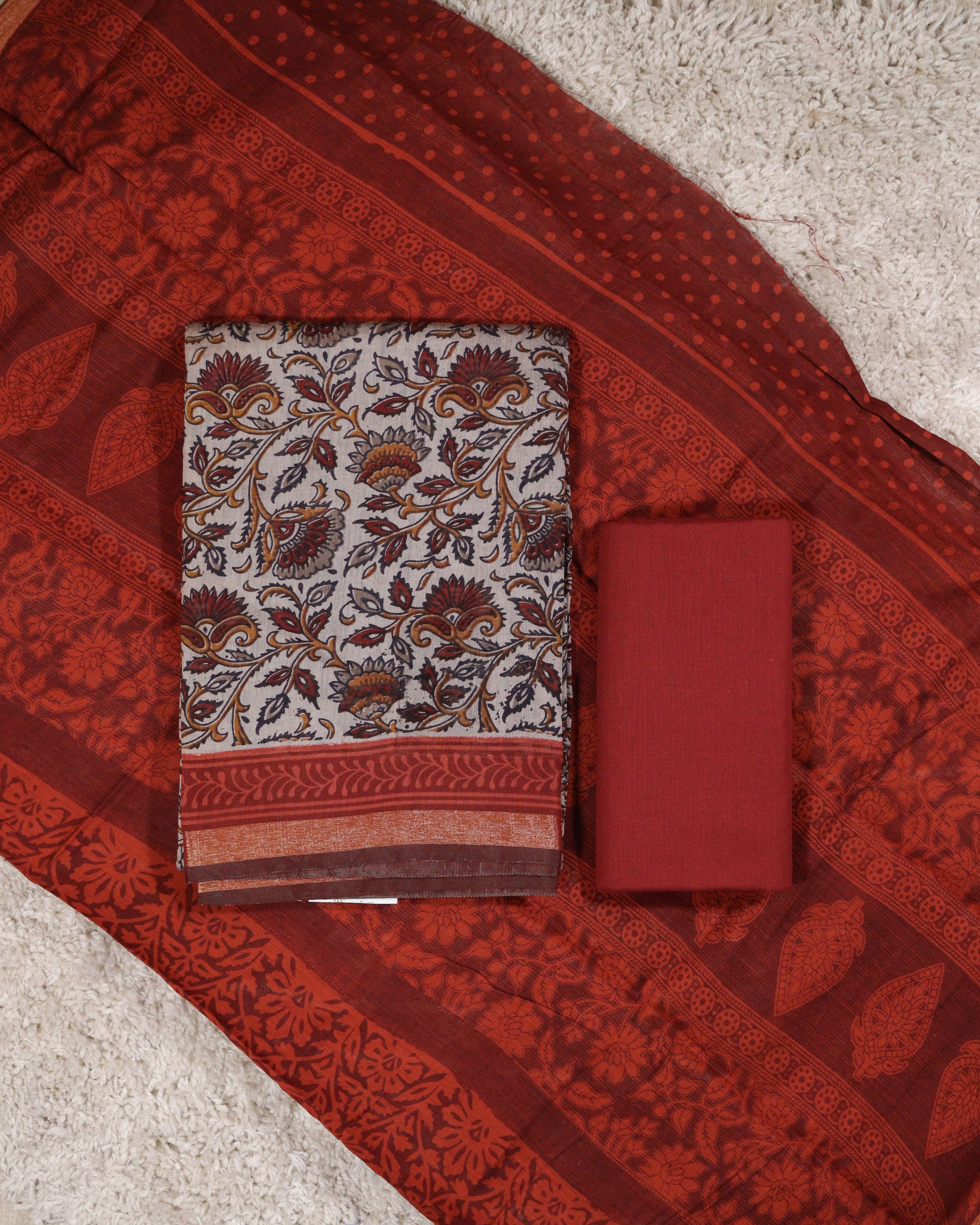 Load image into Gallery viewer, Semi Maheshwari Silk Unstitched Suit-4603  GRAY
