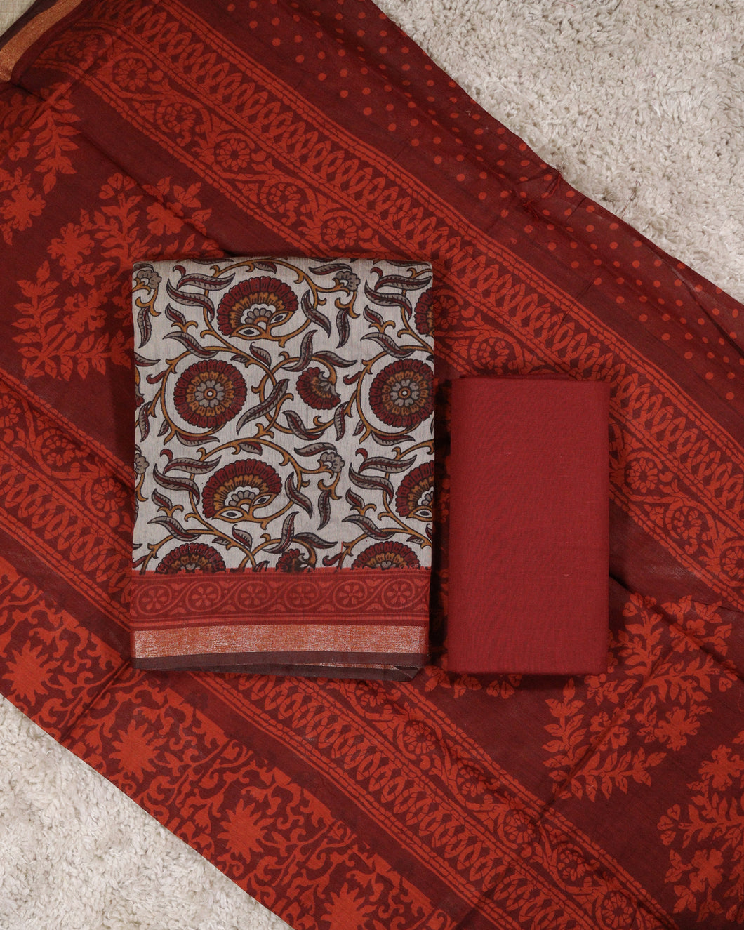 Semi Maheshwari Silk Unstitched Suit-4603  GRAY