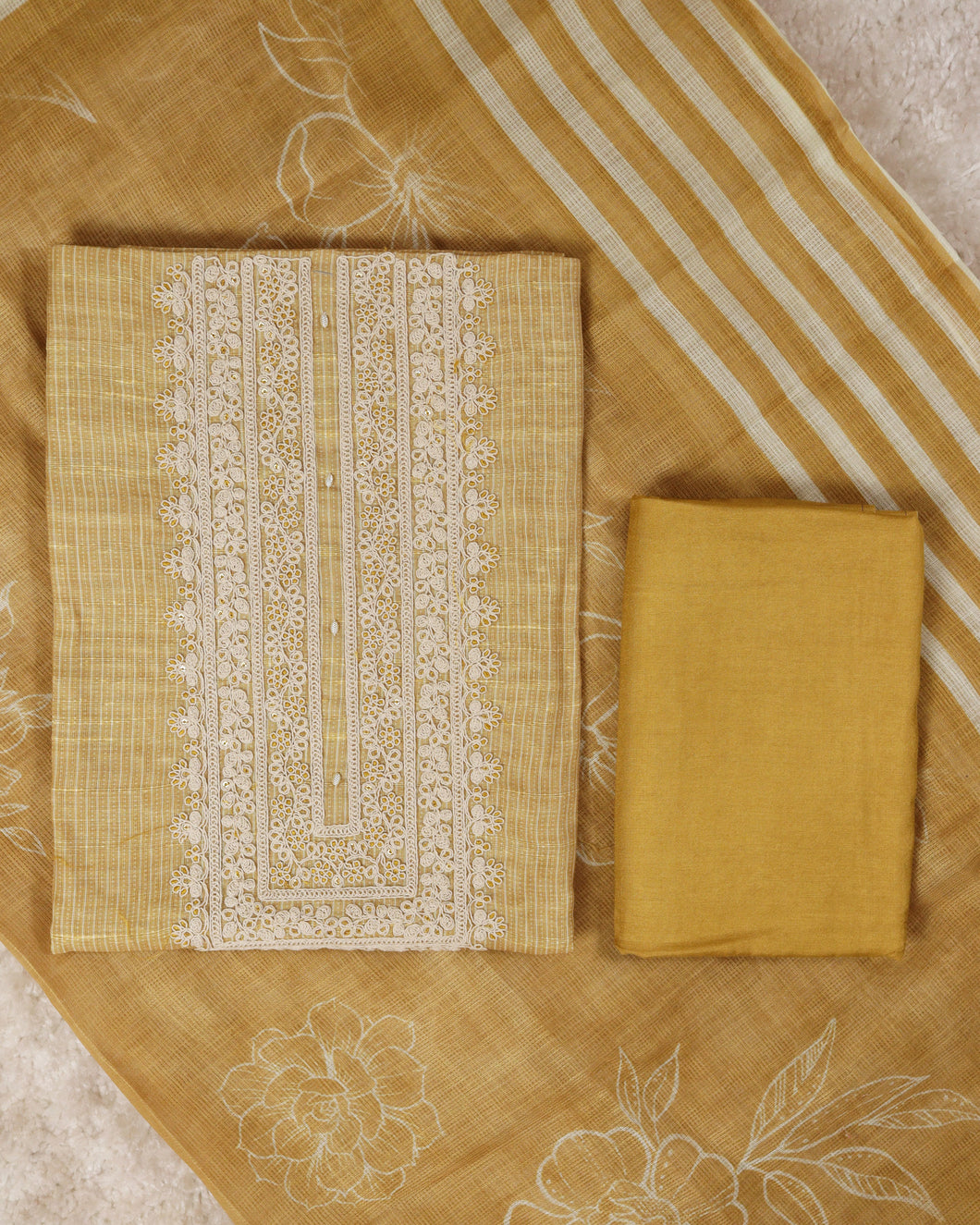 Pure Linen Cotton Unstitched Suit-0497