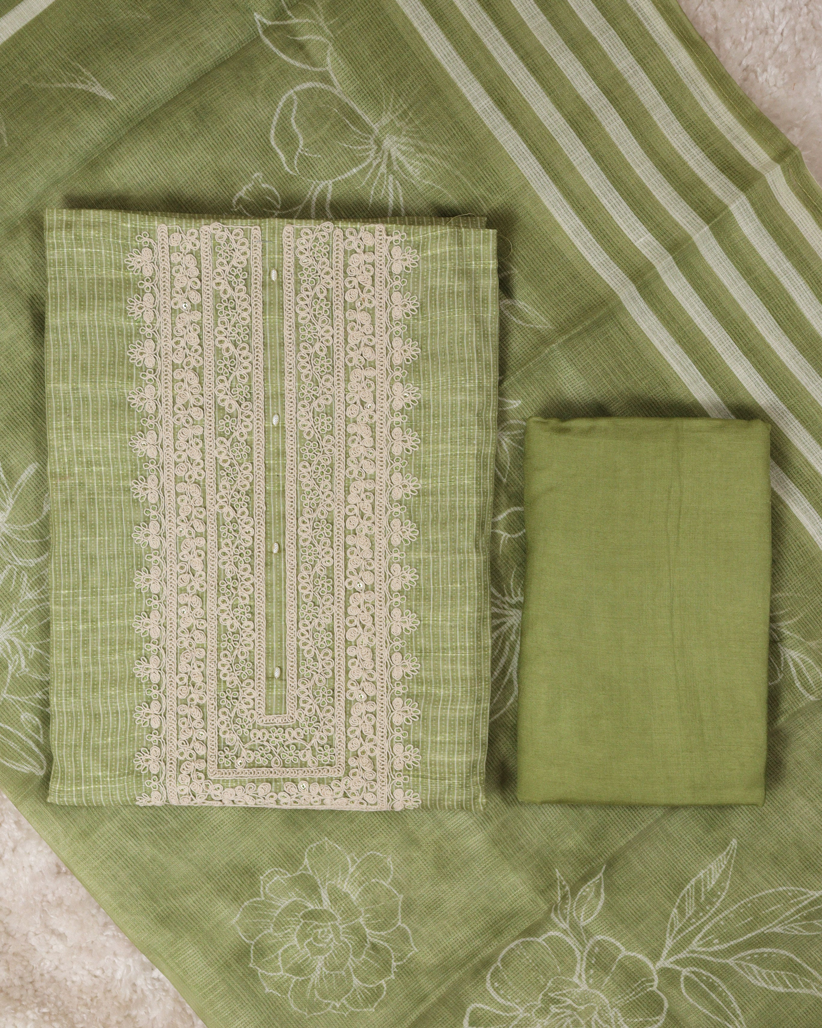 Load image into Gallery viewer, Pure Linen Cotton Unstitched Suit-0497
