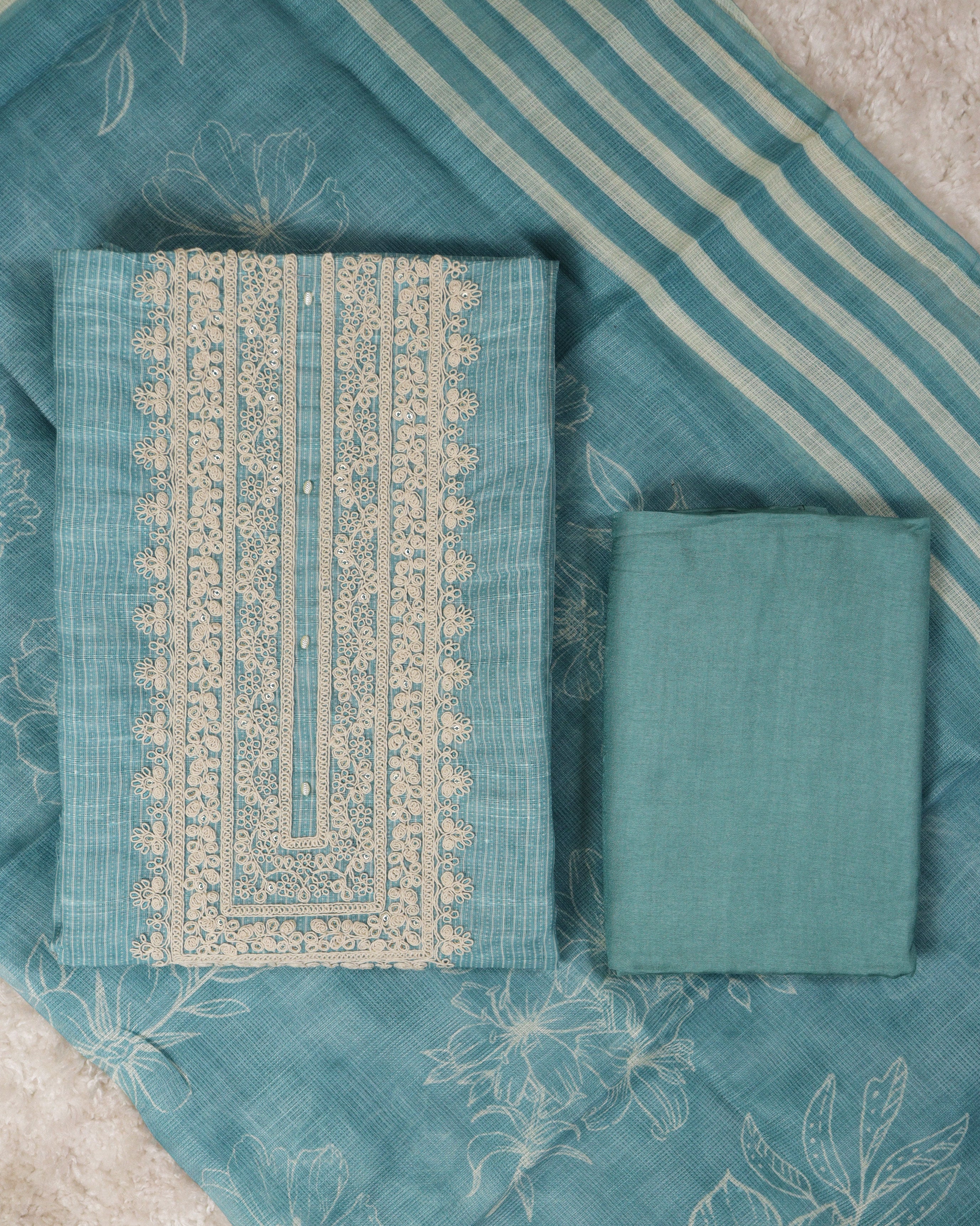 Load image into Gallery viewer, Pure Linen Cotton Unstitched Suit-0497
