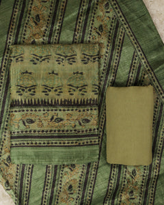Semi Tussar Silk Unstitched Suit-0537