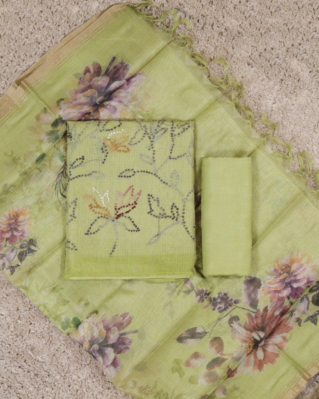 Silky Cotta Unstitched Suit-4802