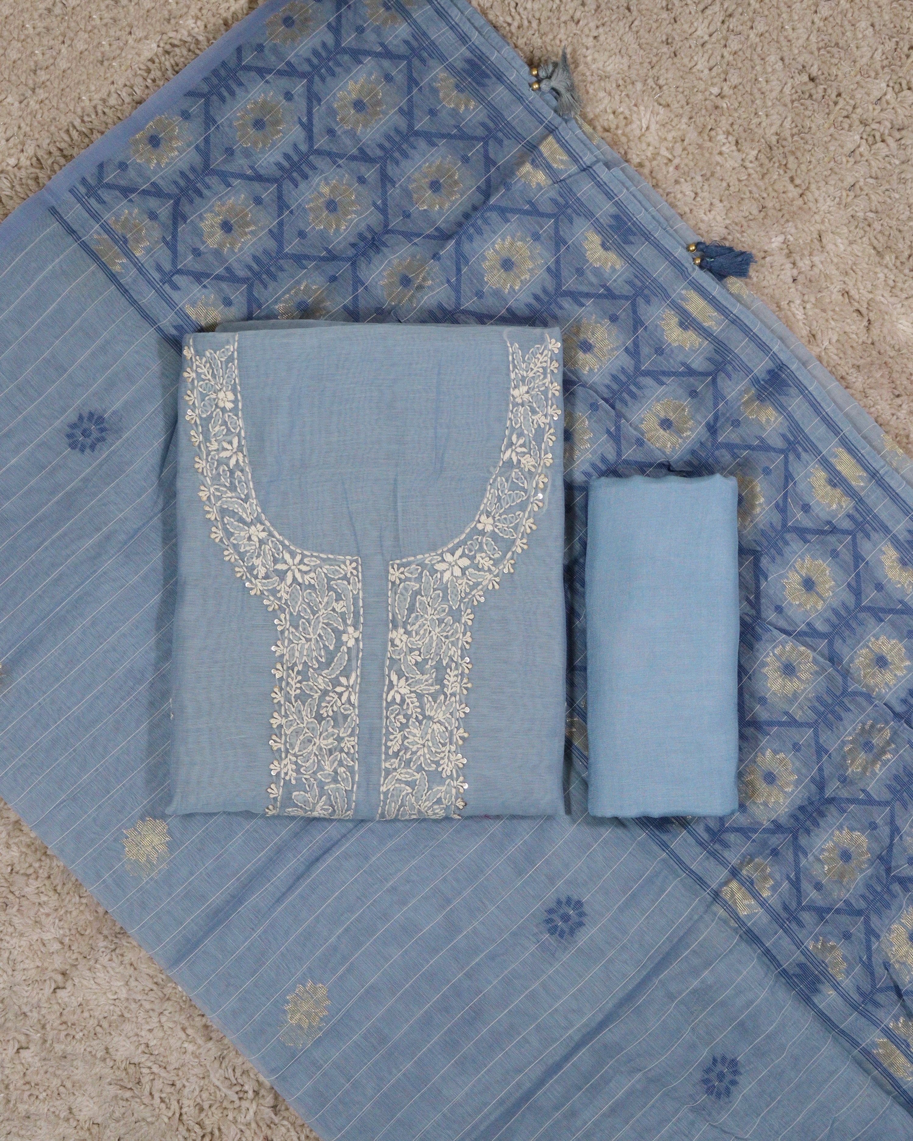 Load image into Gallery viewer, Chanderi Cotton Unstitched Suit-4797
