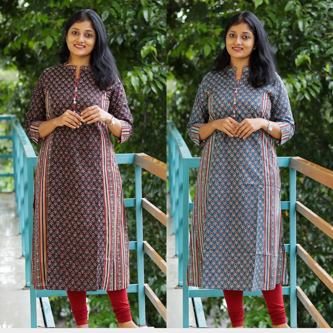 Load image into Gallery viewer, Pure Cotton Collar A-Line Kurti - 3663
