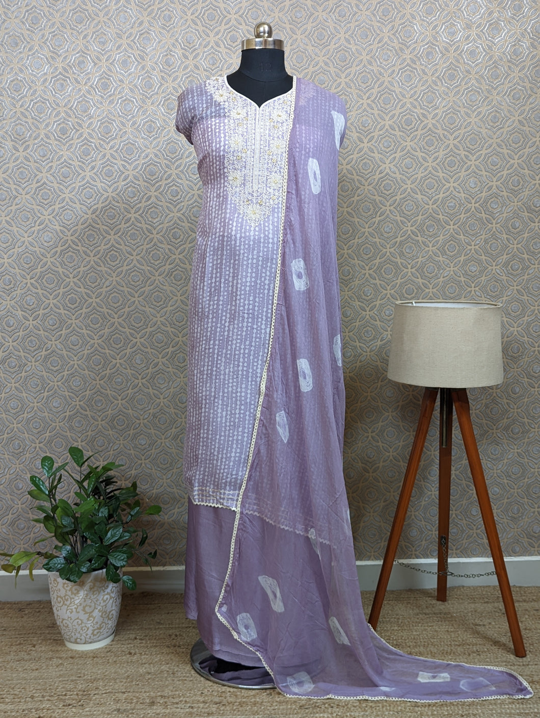 Muslin Silk Unstitched Suit- 2688