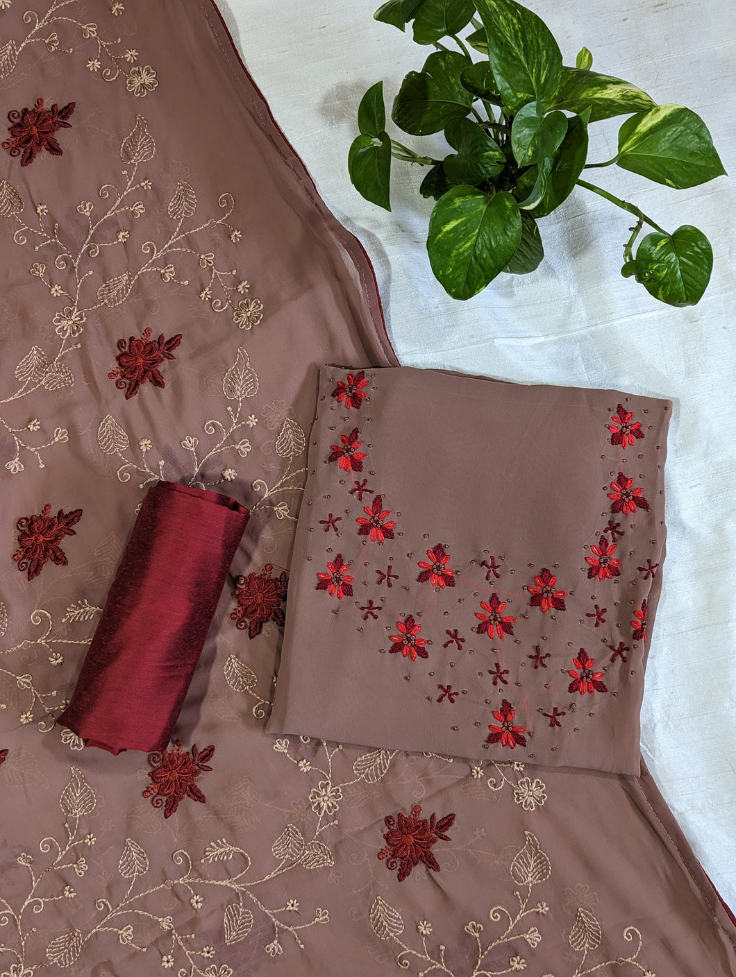 Faux Georgette Unstitched Suit-1664