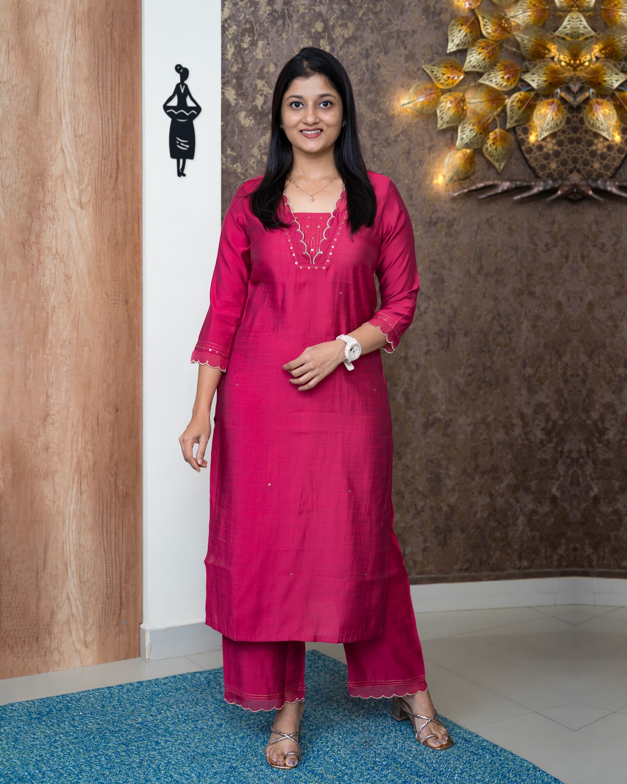 Load image into Gallery viewer, Semi Silk Co-Ord Set-6343
