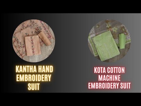 Load and play video in Gallery viewer, Pure Kota Machine Embroidery Suit- 3579
