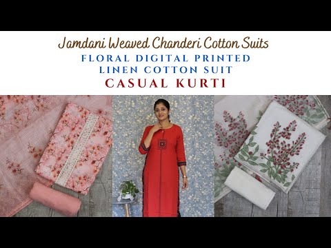 Load and play video in Gallery viewer, Pure Chanderi Cotton Jamdani Suit-3567
