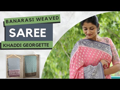 Load and play video in Gallery viewer, Banarasi Weaved Khaddi Georgette Saree- 3559:Prebooking
