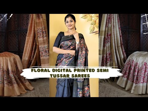 Load and play video in Gallery viewer, Digital Printed Semi Tussar Saree-3584 Pre-Order
