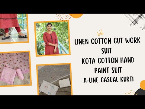 Load and play video in Gallery viewer, Linen Cotton Cut work suit-3548
