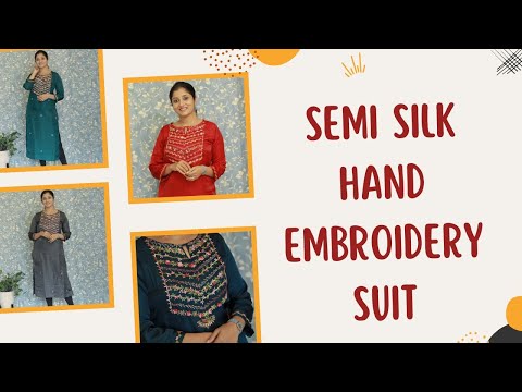 Load and play video in Gallery viewer, Semi Silk Hand Embroidery Suit-3662

