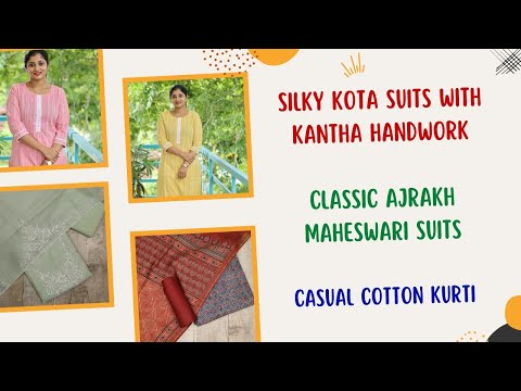 Load and play video in Gallery viewer, Pure Maheswari Silk Ajrakh Suit-3574
