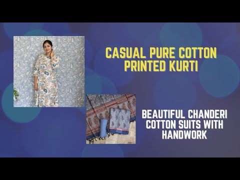 Load and play video in Gallery viewer, Pure Chanderi Cotton Hand Work Suit- 3571
