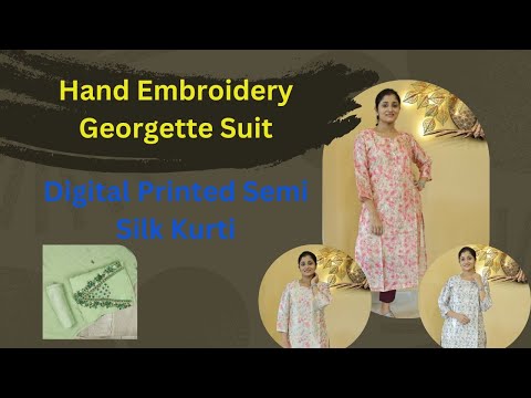 Load and play video in Gallery viewer, Pure Georgette Hand-Embroidery Suit-3654
