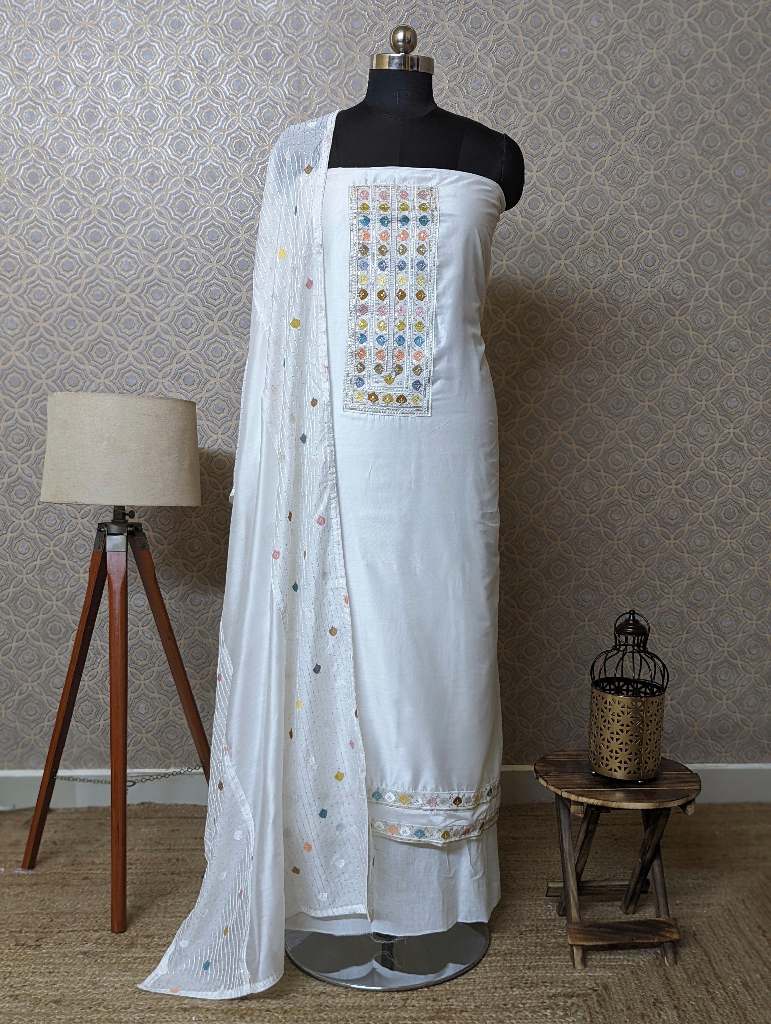Load image into Gallery viewer, Chanderi Silk Unstitched Suit- 2502
