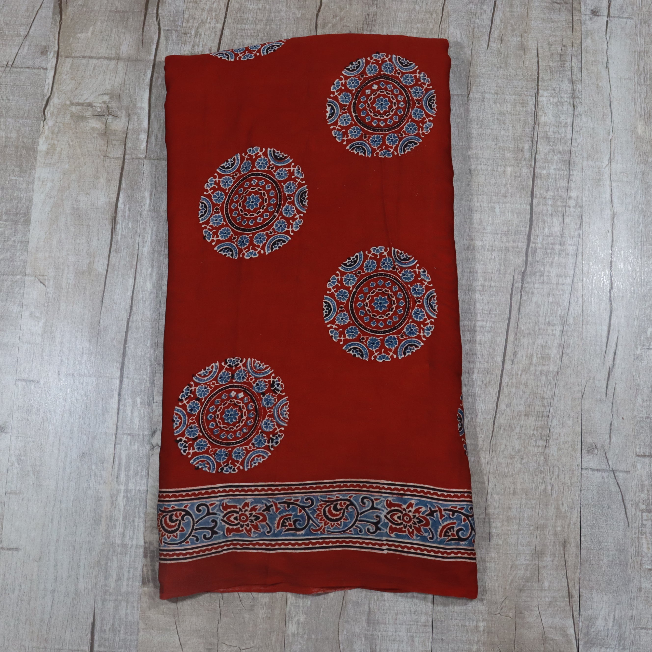 Load image into Gallery viewer, Crimson Ajarkh Hand Block printed Modal Saree-3372
