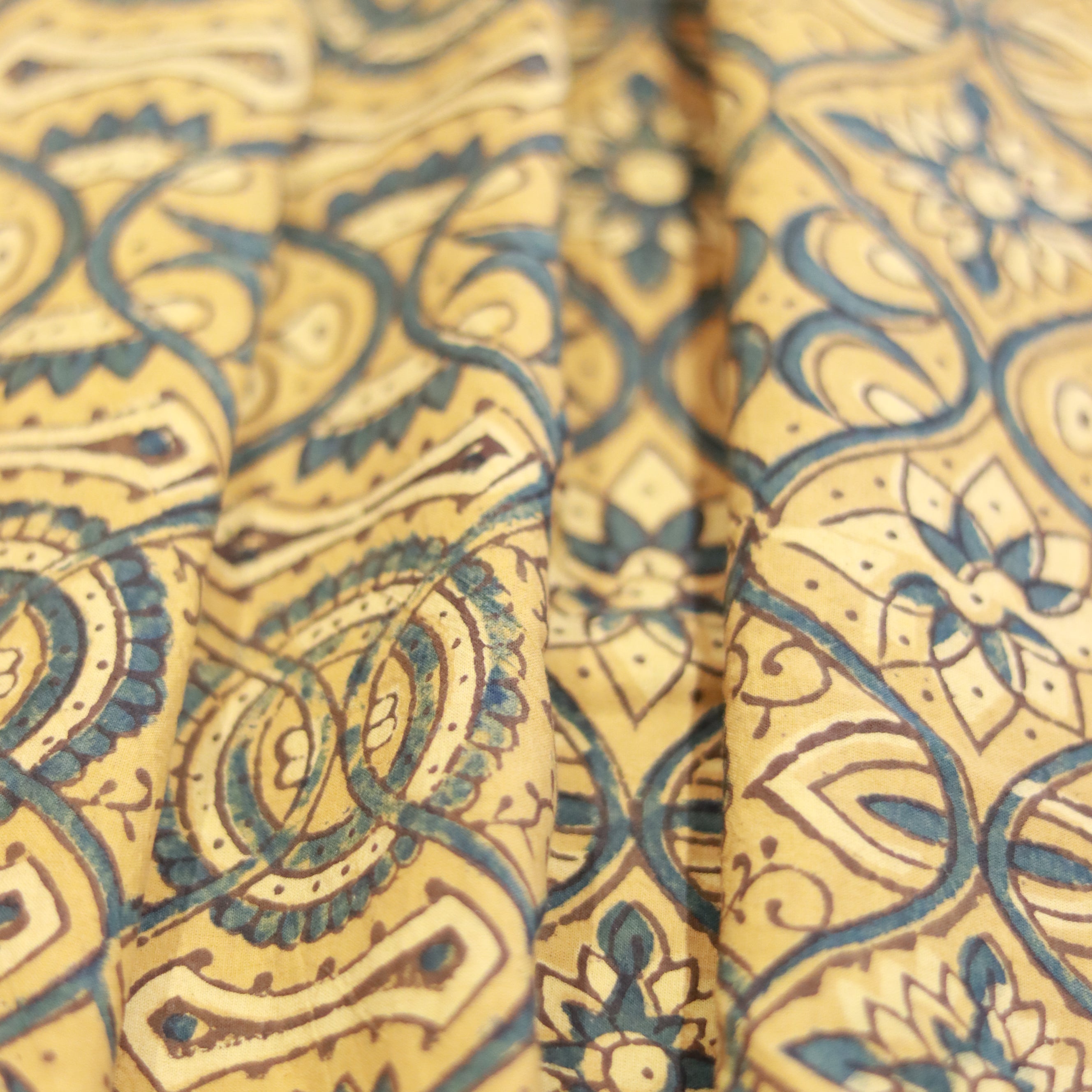 Load image into Gallery viewer, Mustard Yellow Pure Cotton Ajrakh Fabric-3330
