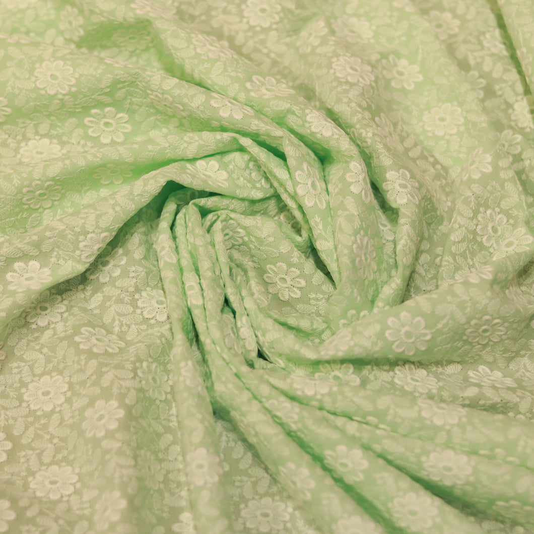 Mint Green Pure Cotton Fabric -3355