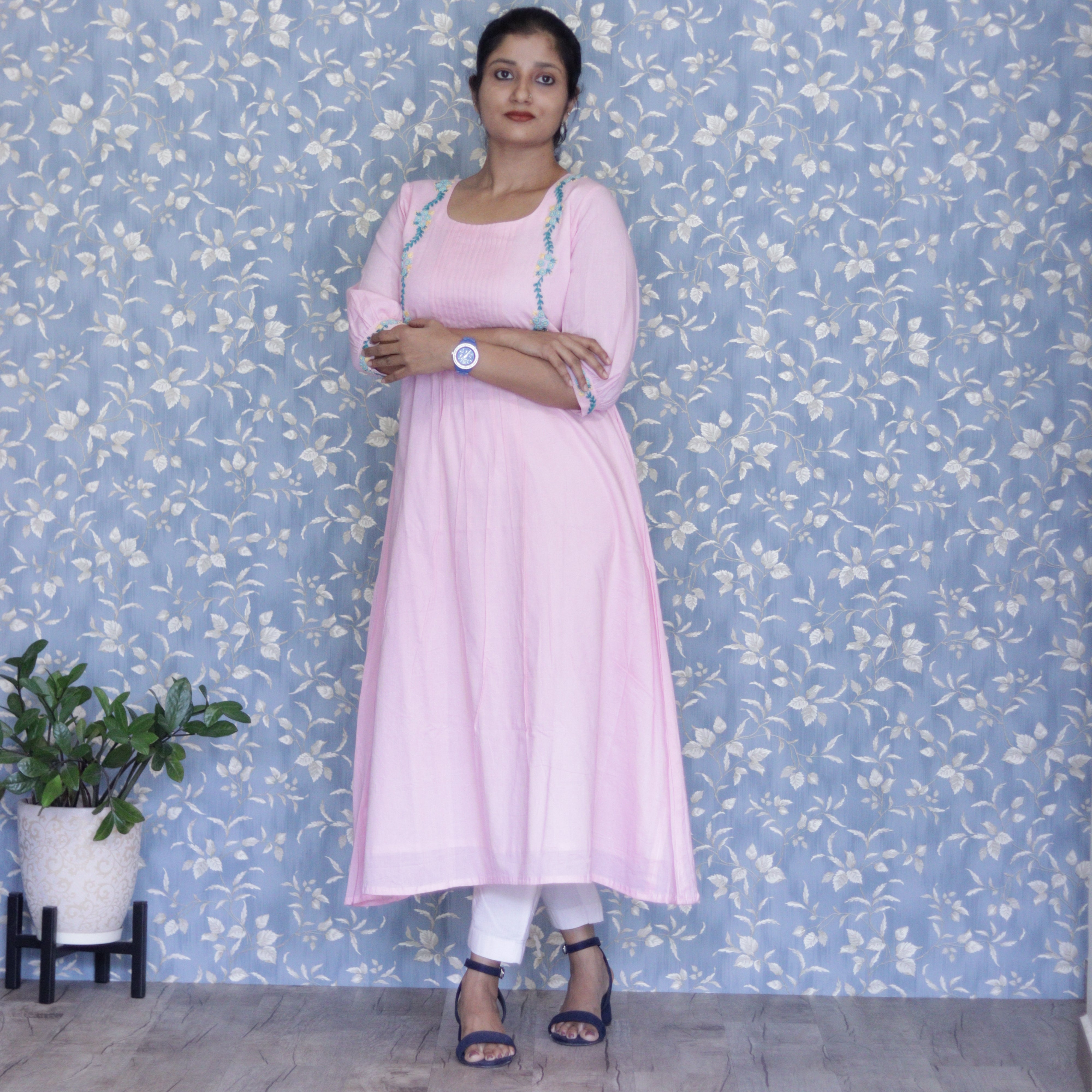 Load image into Gallery viewer, Pink Pure Cotton Fabric Stitched Suit-3268
