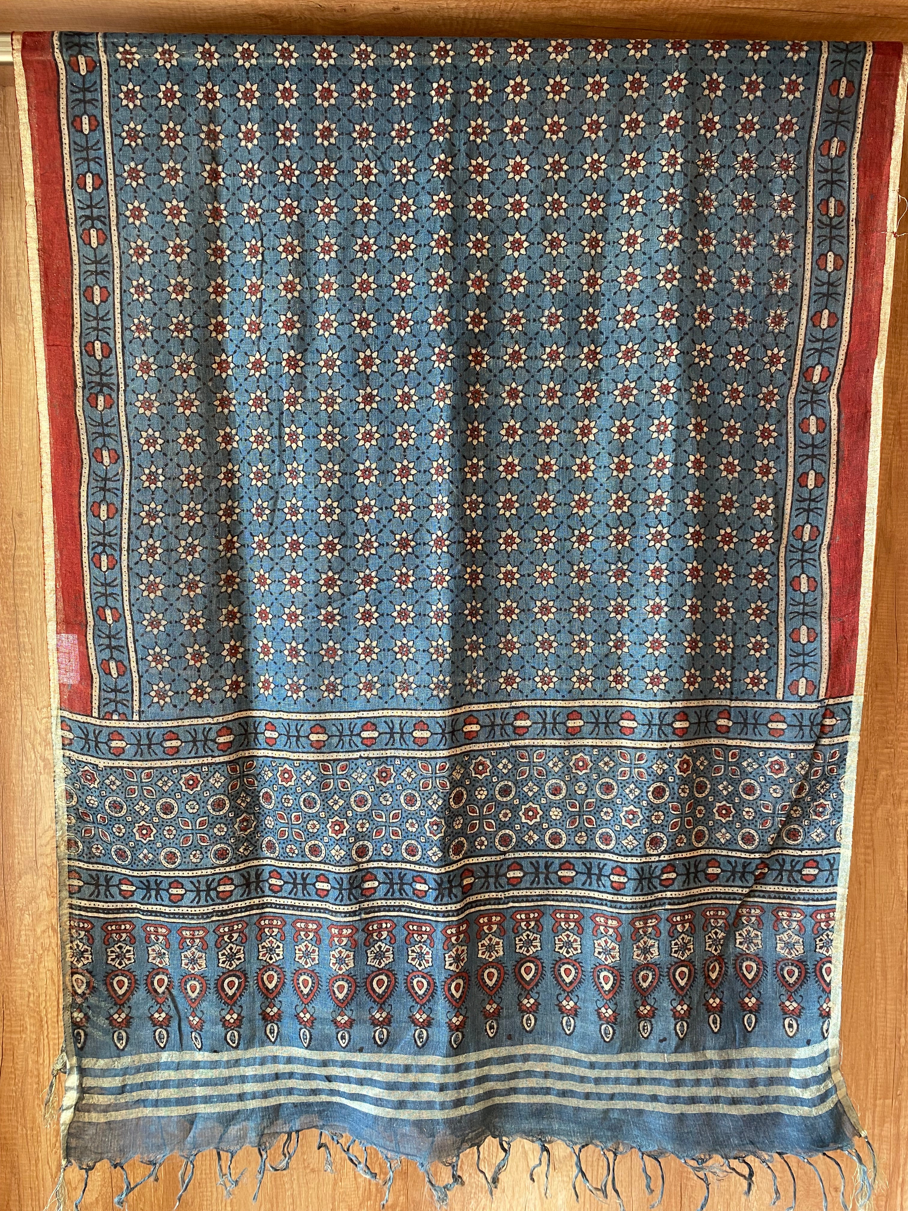 Load image into Gallery viewer, Ajrakh Printed Linen Dupatta
