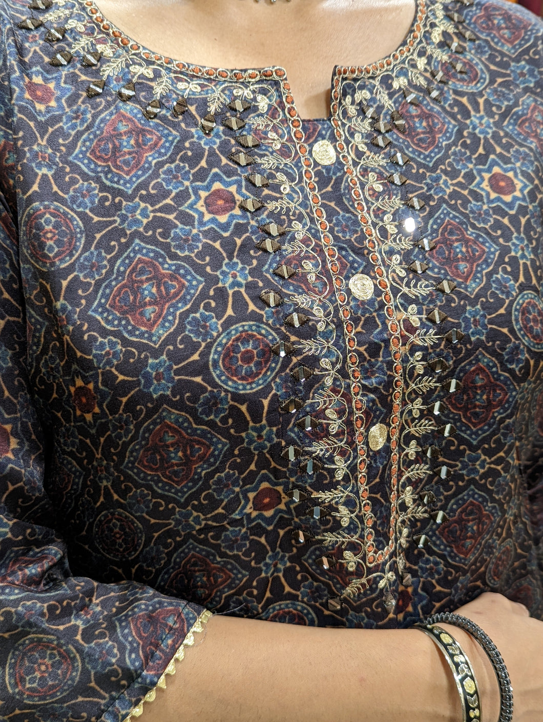 Modal Silk Ajrakh Digital Printed Suit