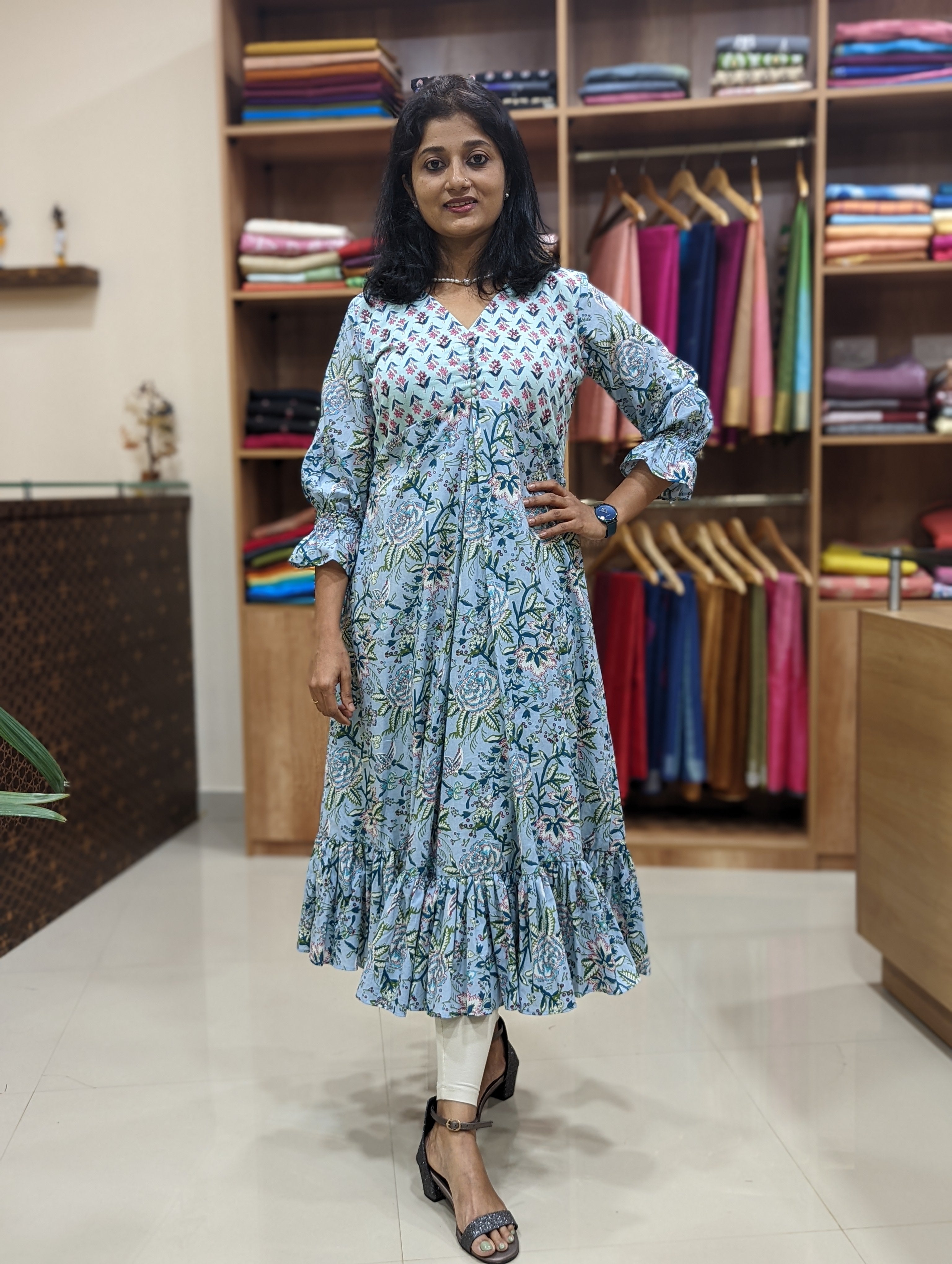 Load image into Gallery viewer, Printed Cotton Designer frock- 2
