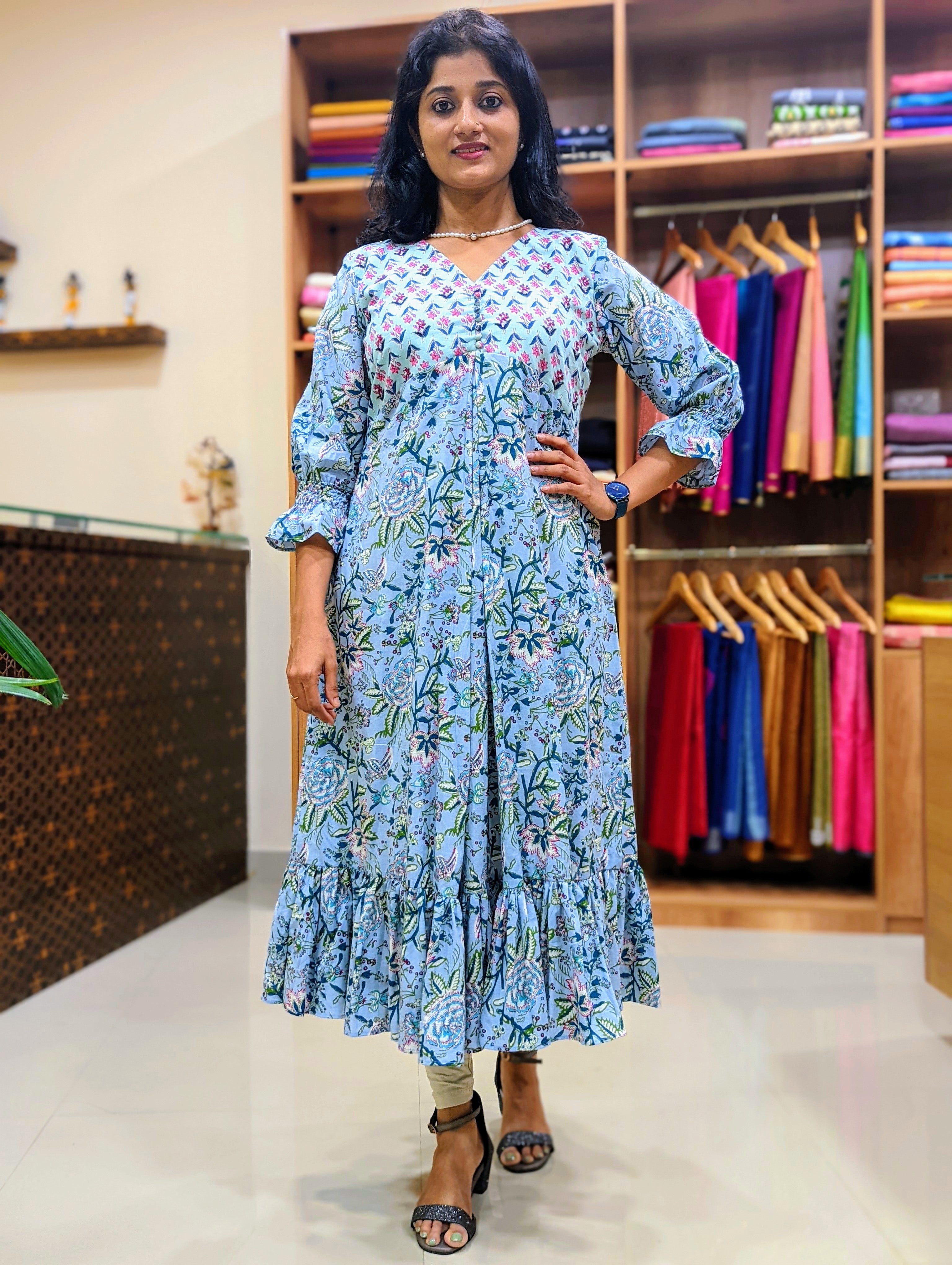 Load image into Gallery viewer, Printed Cotton Designer frock- 2
